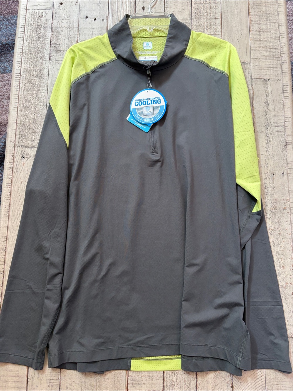 Men's Long-Sleeve Swim Rash Guard - Gray & Neon Yellow